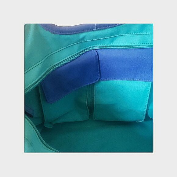 Genuine Sonoma Jean Company blue/turquoise canvas beach tote. - Picture 3 of 7